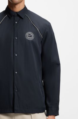 Relaxed-fit overshirt with water-repellent finish, Dark Blue