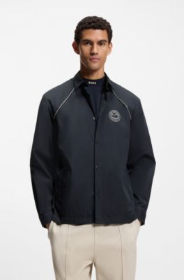 Relaxed-fit overshirt with water-repellent finish, Dark Blue