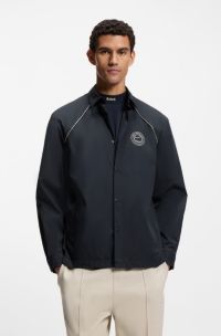 Relaxed-fit overshirt with water-repellent finish, Dark Blue