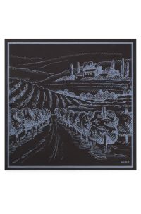 Bandana with scenery print, Blue Patterned