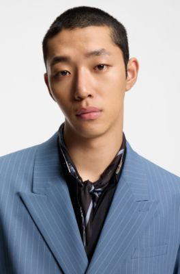 Bandana with scenery print, Blue Patterned