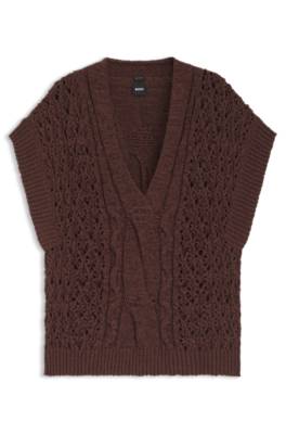 Cotton-blend knitted top with cable detailing 1