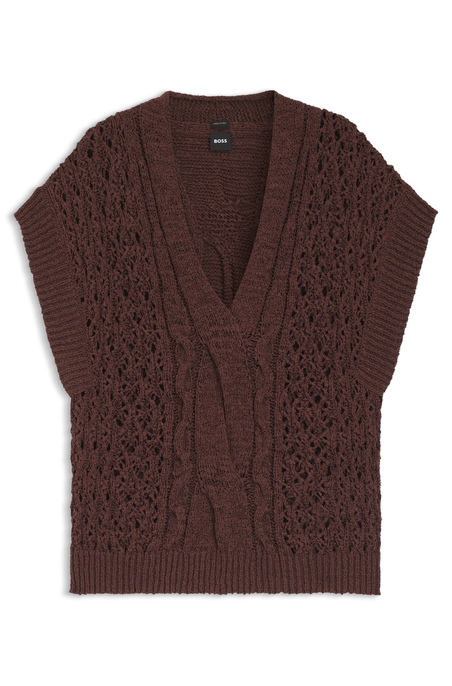 Boss Cotton-blend knitted top with cable detailing stickade tröjor dam – bild 4