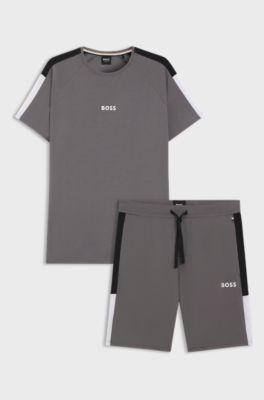 Pijama de algod&oacute;n con apliques en contraste, Gris oscuro