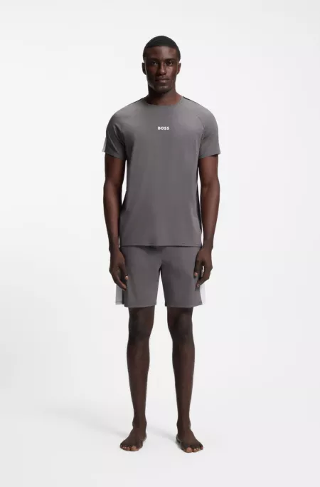 Cotton-blend pyjamas with contrast inserts