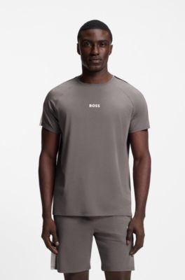 Cotton-blend pyjamas with contrast inserts, Dark Grey