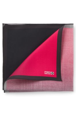 Degrad&eacute; pocket square with logo print, Dark pink