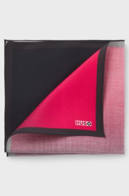 Degrad&eacute; pocket square with logo print, Dark pink