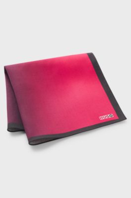 Degrad&eacute; pocket square with logo print, Dark pink