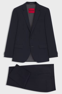 Two-piece slim-fit suit in stretch cloth, Dark Blue