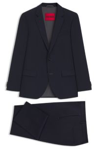 Two-piece slim-fit suit in stretch cloth, Dark Blue