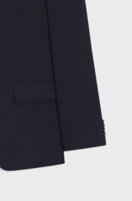 Abito slim fit due pezzi in tessuto elasticizzato, Blu scuro