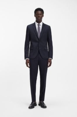 Two-piece slim-fit suit in stretch cloth, Dark Blue