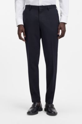 Abito slim fit due pezzi in tessuto elasticizzato, Blu scuro