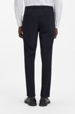 Traje slim fit de dos piezas en pa&ntilde;o el&aacute;stico, Azul oscuro