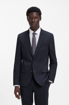 Two-piece slim-fit suit in stretch cloth, Dark Blue