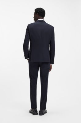 Two-piece slim-fit suit in stretch cloth, Dark Blue