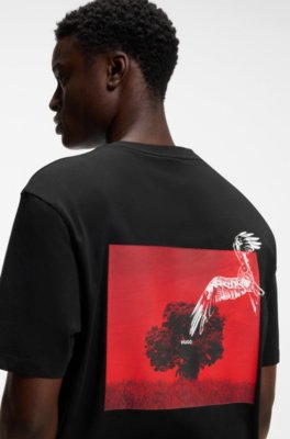 Cotton-jersey T-shirt with rear graphic 3