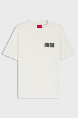 Cotton-jersey T-shirt with rear graphic, Natural