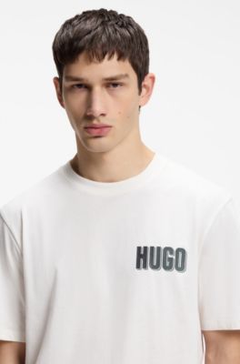 Cotton-jersey T-shirt with rear graphic, Natural