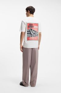 Cotton-jersey T-shirt with rear graphic, Natural