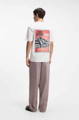 Cotton-jersey T-shirt with rear graphic
