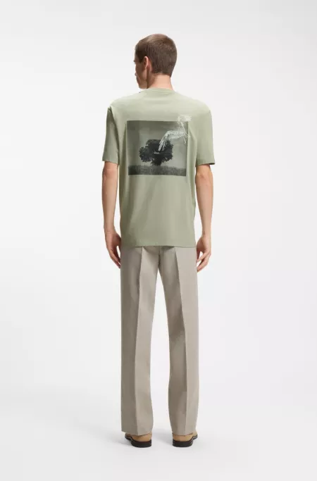 Cotton-jersey T-shirt with rear graphic