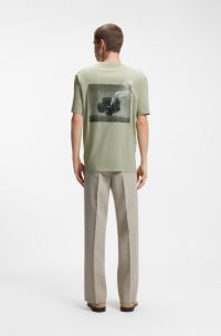 Cotton-jersey T-shirt with rear graphic, Light Green