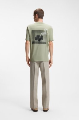 Cotton-jersey T-shirt with rear graphic