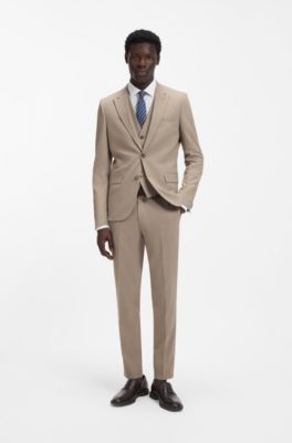 Abito tre pezzi extra slim fit in dobby elasticizzato, Beige