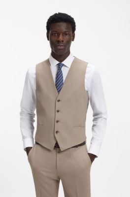 Three-piece extra-slim-fit suit in stretch dobby, Beige