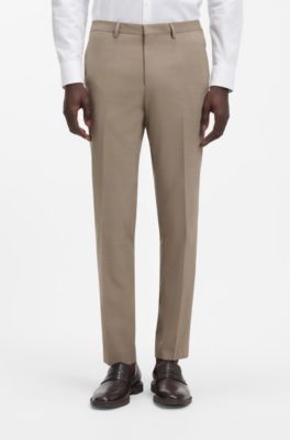 Three-piece extra-slim-fit suit in stretch dobby, Beige