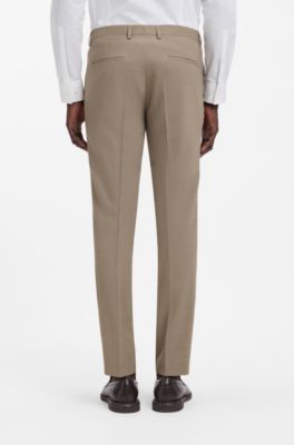 Three-piece extra-slim-fit suit in stretch dobby, Beige