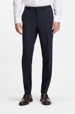 Three-piece extra-slim-fit suit in stretch dobby, Dark Blue