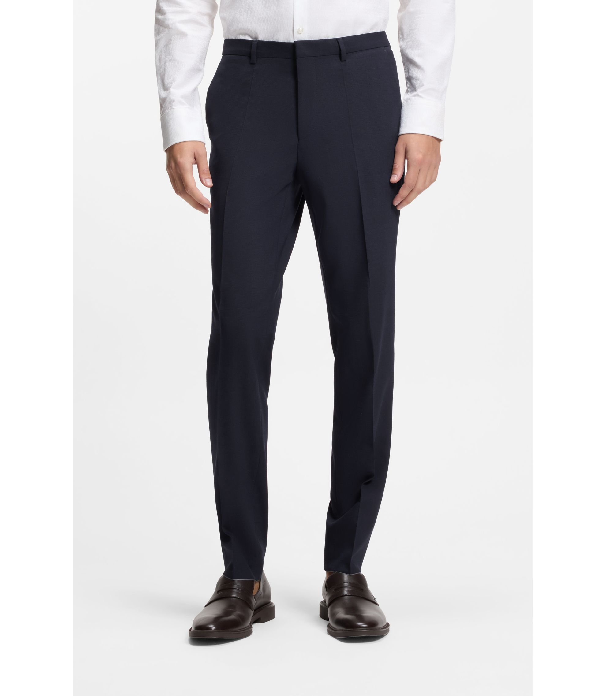 HUGO スリムフィット　ダークネイビースーツ 新品タグ付き BOSS - スリムフィットジャケット マシンウォッシャブル ストレッチ