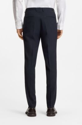 Three-piece extra-slim-fit suit in stretch dobby, Dark Blue
