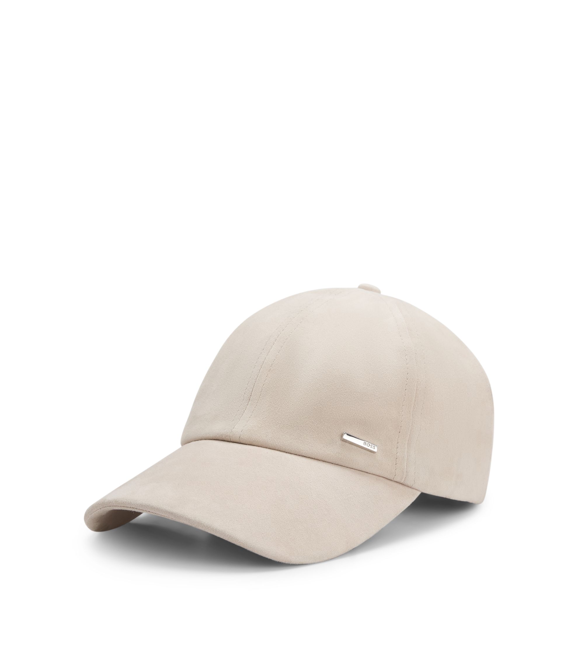Cap aus Veloursleder mit Logo-Niete