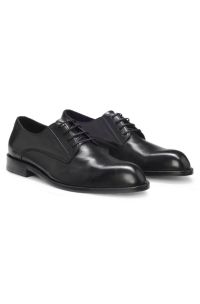 Derby shoes in leather with embossed logo, Black