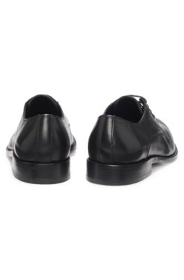 Derby shoes in leather with embossed logo, Black