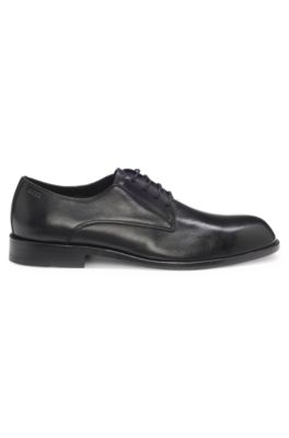 Derby shoes in leather with embossed logo, Black