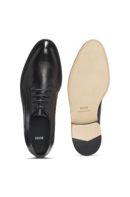 Derby shoes in leather with embossed logo, Black