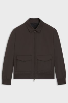 BECKHAM x BOSS jacket in water-repellent twill, Dark Brown