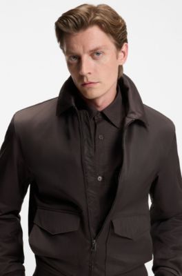 Veste BECKHAM&nbsp;x&nbsp;BOSS en twill d&eacute;perlant, Marron fonc&eacute;