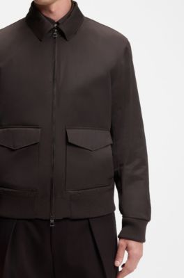 BECKHAM x BOSS jacket in water-repellent twill, Dark Brown