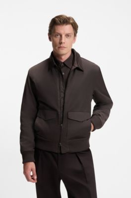 BECKHAM x BOSS jacket in water-repellent twill, Dark Brown