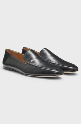 Leather loafers with Double B monogram trim, Black