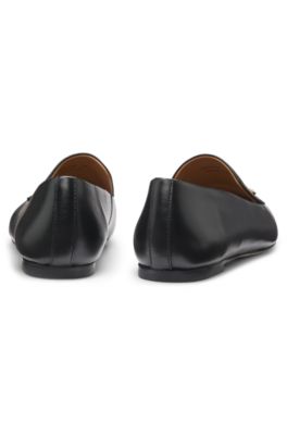 Leather loafers with Double B monogram trim, Black