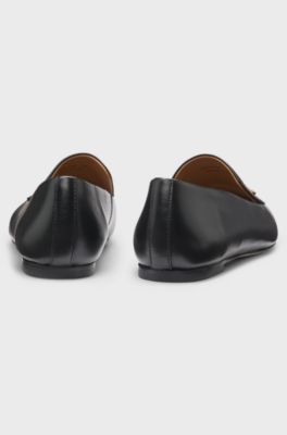 Leather loafers with Double B monogram trim, Black