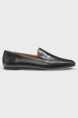 Leather loafers with Double B monogram trim, Black