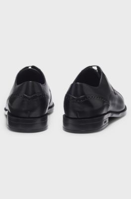 Leather Derby shoes with brogue details, Black